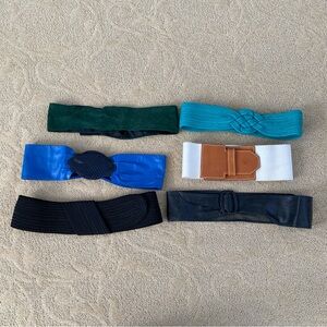 Lot of 6 Women’s Vintage 80s-90s Elastic Waist Belts Fabric Woven Size Small